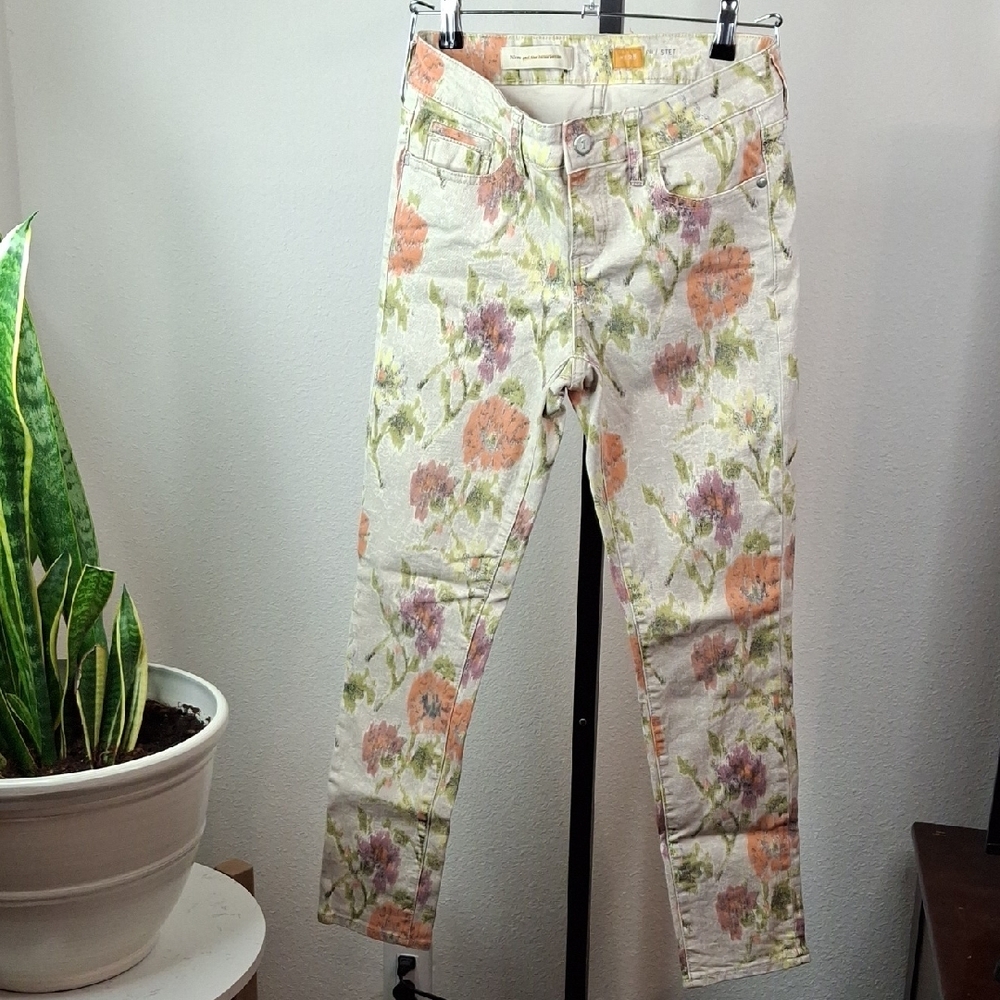 Pilcro Orange and Green Ankle Cropped Jeans